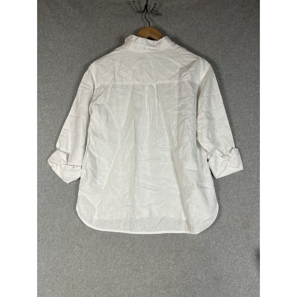 Athleta Retreat Linen Shirt Size L , Calla Lily White Shirt Button Blouse NWOT - Picture 4 of 7